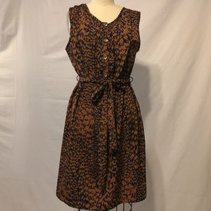 KLd Signature Dress Orange Navy Cinched Waist